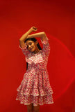 Hawaii Pink Floral Casual Tier Dress for Women with Lace and Ruffle Details Hawaii Pink Floral Casual Tier Dress for Women with Lace and Ruffle Details