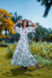 Carly White Floral Maxi Dress with Tassel Details Carly White Floral Maxi Dress with Tassel Details