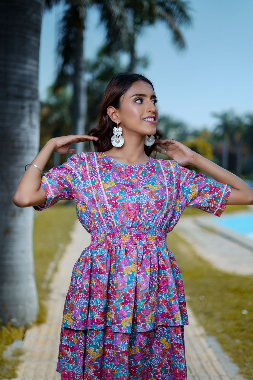 Isabella Pink Floral Printed 100% Linen Dress Isabella Pink Floral Printed 100% Linen Dress