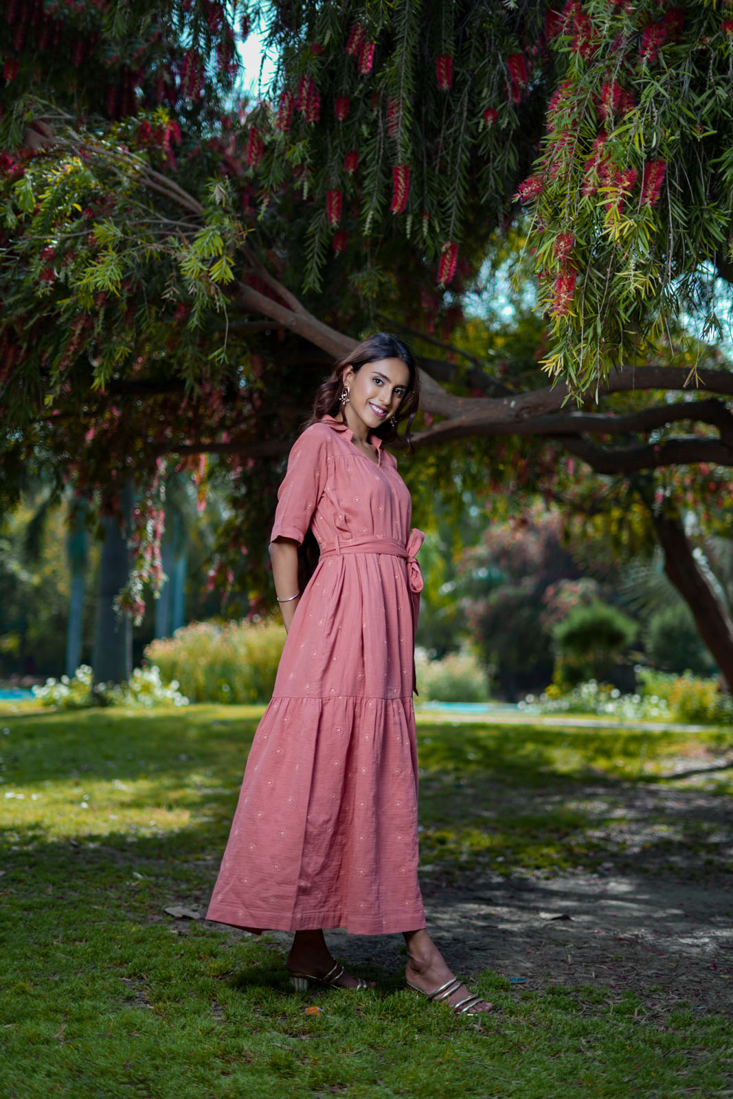 Scarlett Tier Maxi Dress with Collar and Belt for Women Scarlett Tier Maxi Dress with Collar and Belt for Women