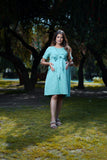 Sage Blue Cotton Schiffli Tie Knot Nursing Maternity Dress Sage Blue Cotton Schiffli Tie Knot Nursing Maternity Dress