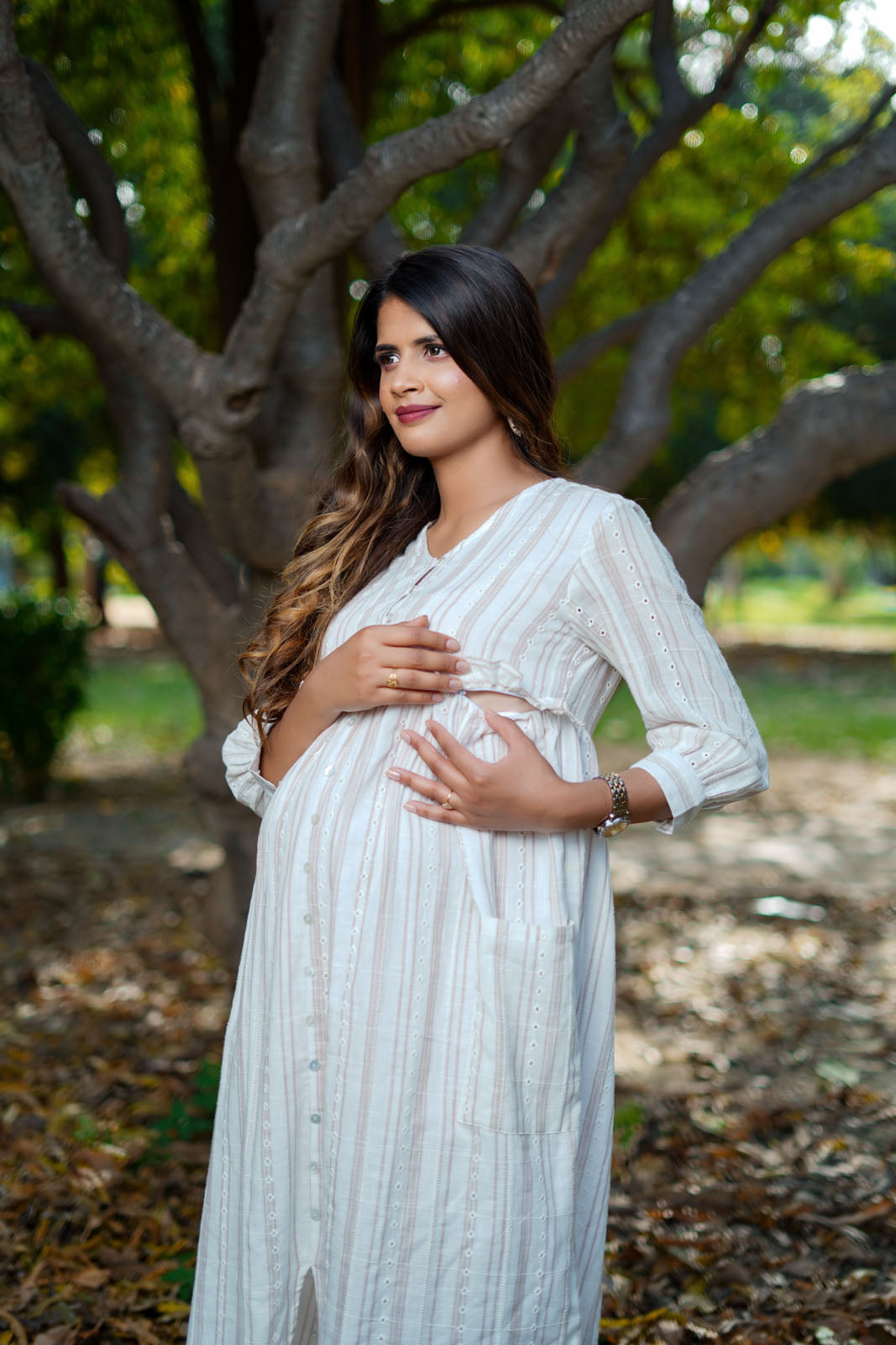 Be Mine Off White Cotton Striped Embroidery Shirt Maternity Dress Be Mine Off White Cotton Striped Embroidery Shirt Maternity Dress
