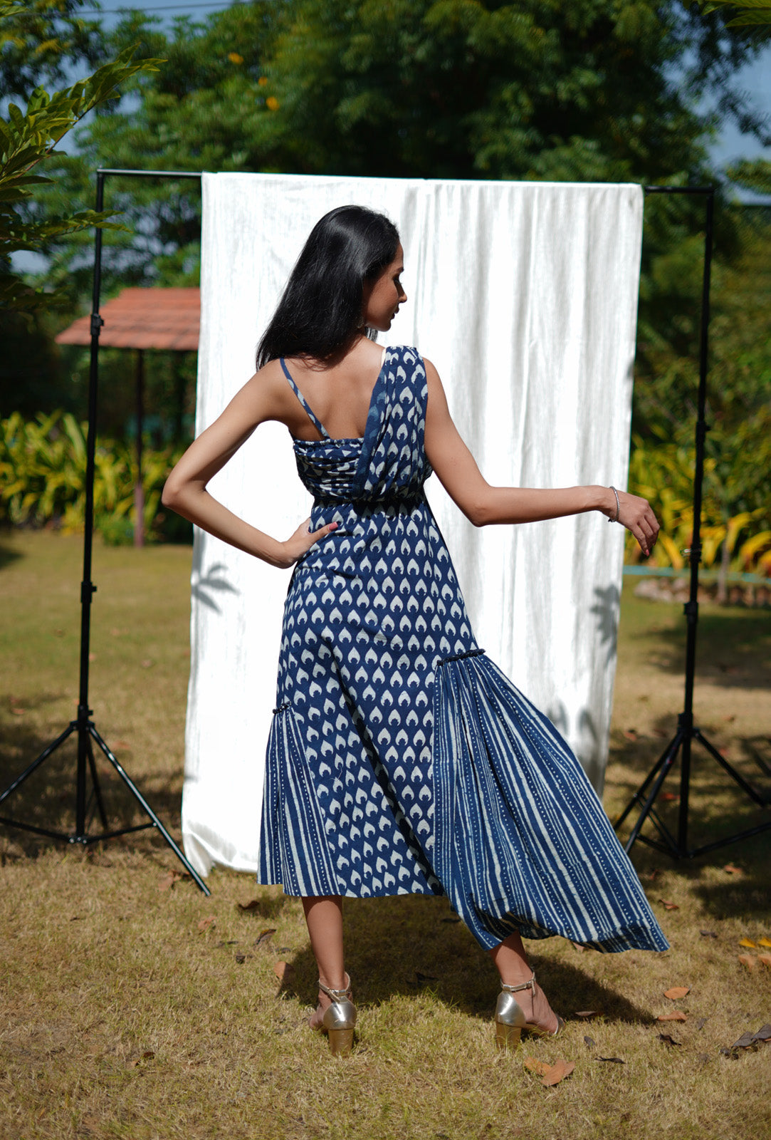 Syaahee Indigo Indo-Western Womens Dress with High Low Hem for Festive Wear Syaahee Indigo Indo-Western Womens Dress with High Low Hem for Festive Wear