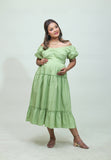 Pistachio Pista Green Cotton Womens Nursing Maternity Dress with Hidden Nursing Features Pistachio Pista Green Cotton Womens Nursing Maternity Dress with Hidden Nursing Features