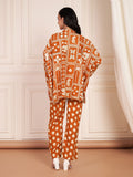 Juliet Cotton Rust Printed Maternity Co-ord Set with Smocking in Pants