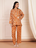 Juliet Cotton Rust Printed Maternity Co-ord Set with Smocking in Pants