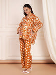 Juliet Cotton Rust Printed Maternity Co-ord Set with Smocking in Pants