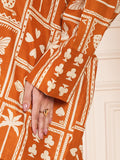 Juliet Cotton Rust Printed Maternity Co-ord Set with Smocking in Pants