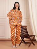Juliet Cotton Rust Printed Maternity Co-ord Set with Smocking in Pants