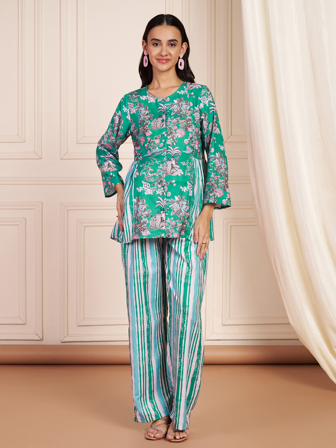 Athena Printed Rayon Maternity Nursing Co-ord set for Women
