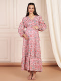 Rosalie Pink Floral Printed Maxi Dress With Hidden Nursing Feature For Women