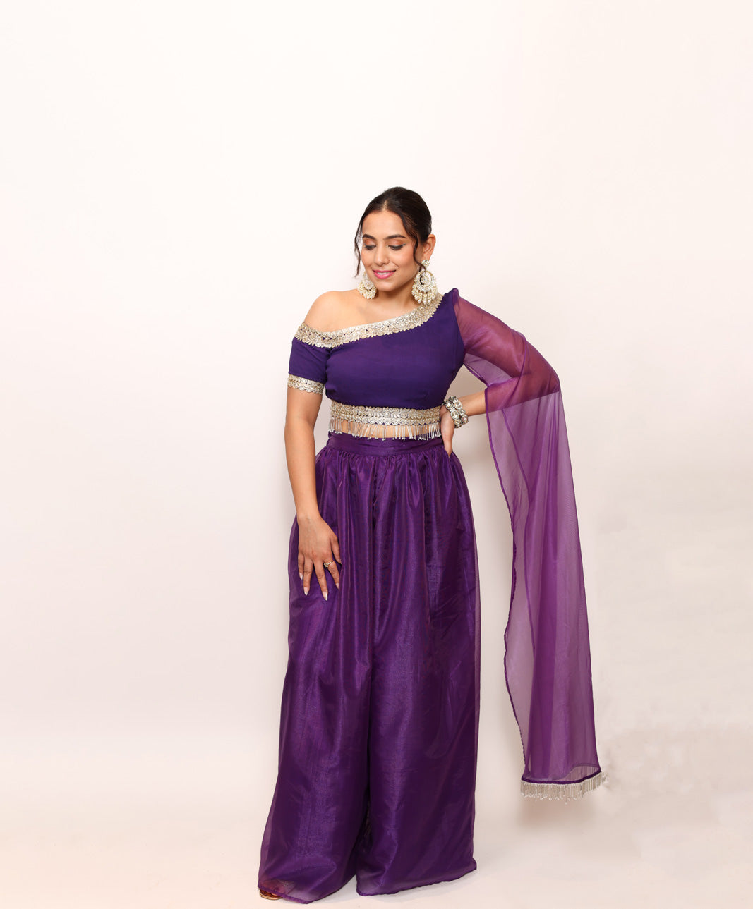 Unapologetic Royal Purple Indo Western Party Co-ord Set for Women