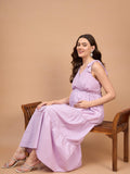 Love Stone Lavender Cotton Schiffli Tier Maternity Dress