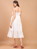 Angle Wings White Cotton Schiffli Strappy Maternity Dress