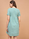 Sage Blue Cotton Schiffli Tie Knot Nursing Maternity Dress