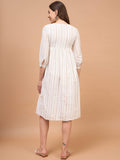 Be Mine Off White Cotton Striped Embroidery Shirt Maternity Dress