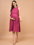 Aura Purple Double Layer Nursing Maternity Dress