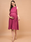 Aura Purple Double Layer Nursing Maternity Dress