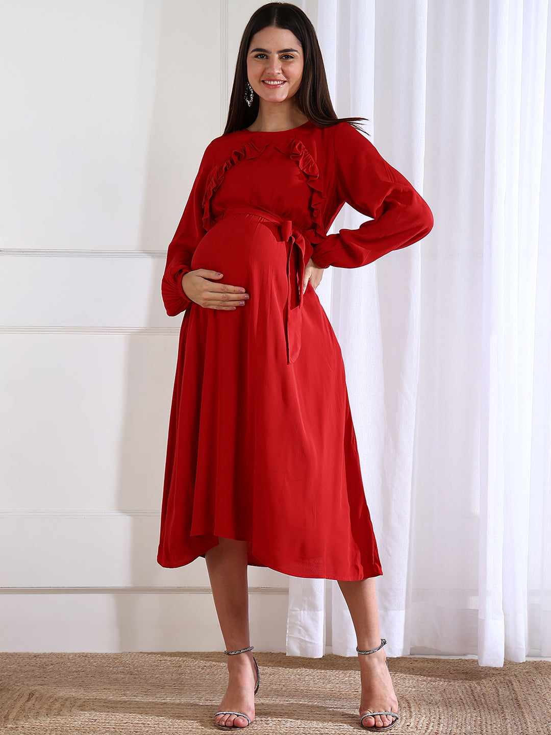 Stella Red Party Maternity Dress with Hidden Nursing Feature for Pregn Shadesofsabi Stella Red Party Maternity Dress with Hidden Nursing Feature for Pregn Shadesofsabi