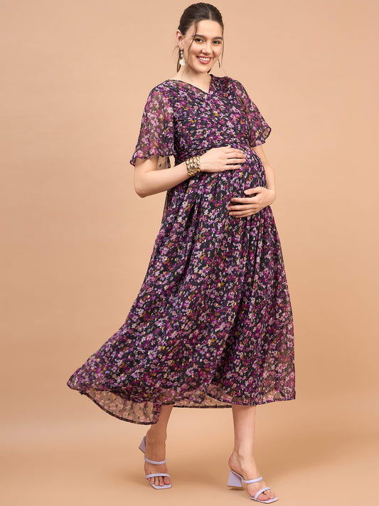 Vanessa Floral Maternity Party Nursing Dress for Women