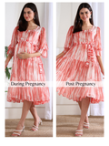 Emma Peach Tie and Dye Maternity Dress with Nursing Feature