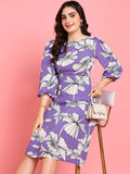 Bora Bora Lavender Floral Print Womens Casual Midi Dress