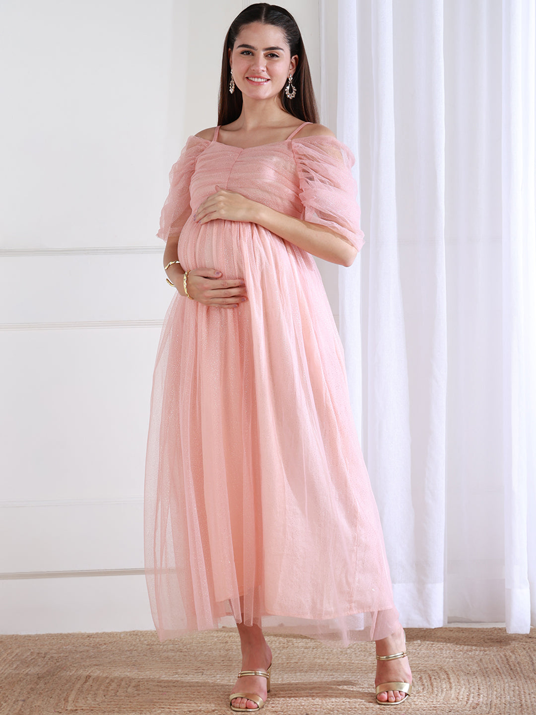 Camila Baby Pink Maternity Dress for Baby shower with Hidden Nursing Camila Baby Pink Maternity Dress for Baby shower with Hidden Nursing