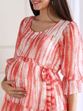 Emma Peach Tie and Dye Maternity Dress with Nursing Feature