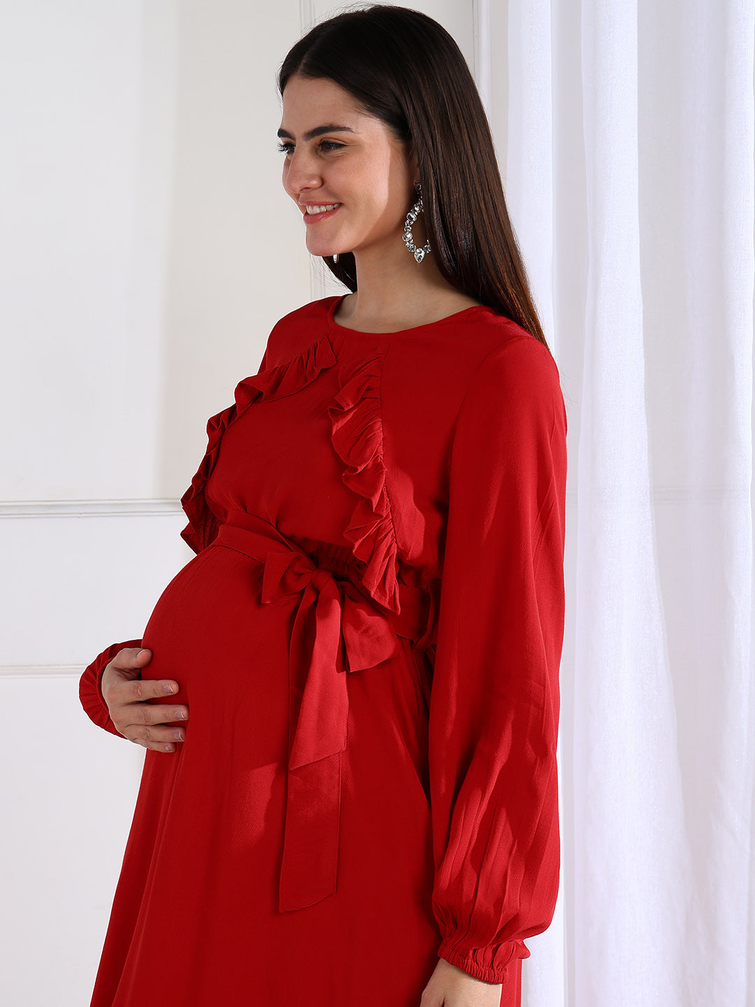 Stella Red Party Maternity Dress with Hidden Nursing Feature for Pregn – Shadesofsabi Stella Red Party Maternity Dress with Hidden Nursing Feature for Pregn – Shadesofsabi