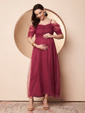 Rebecca Mesh Maternity Nursing Party Dress for Women