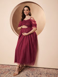 Rebecca Mesh Maternity Nursing Party Dress for Women