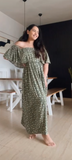 Elena Green Floral Off Shoulder Nursing Maternity Maxi Dress Womens with Hidden Zippers