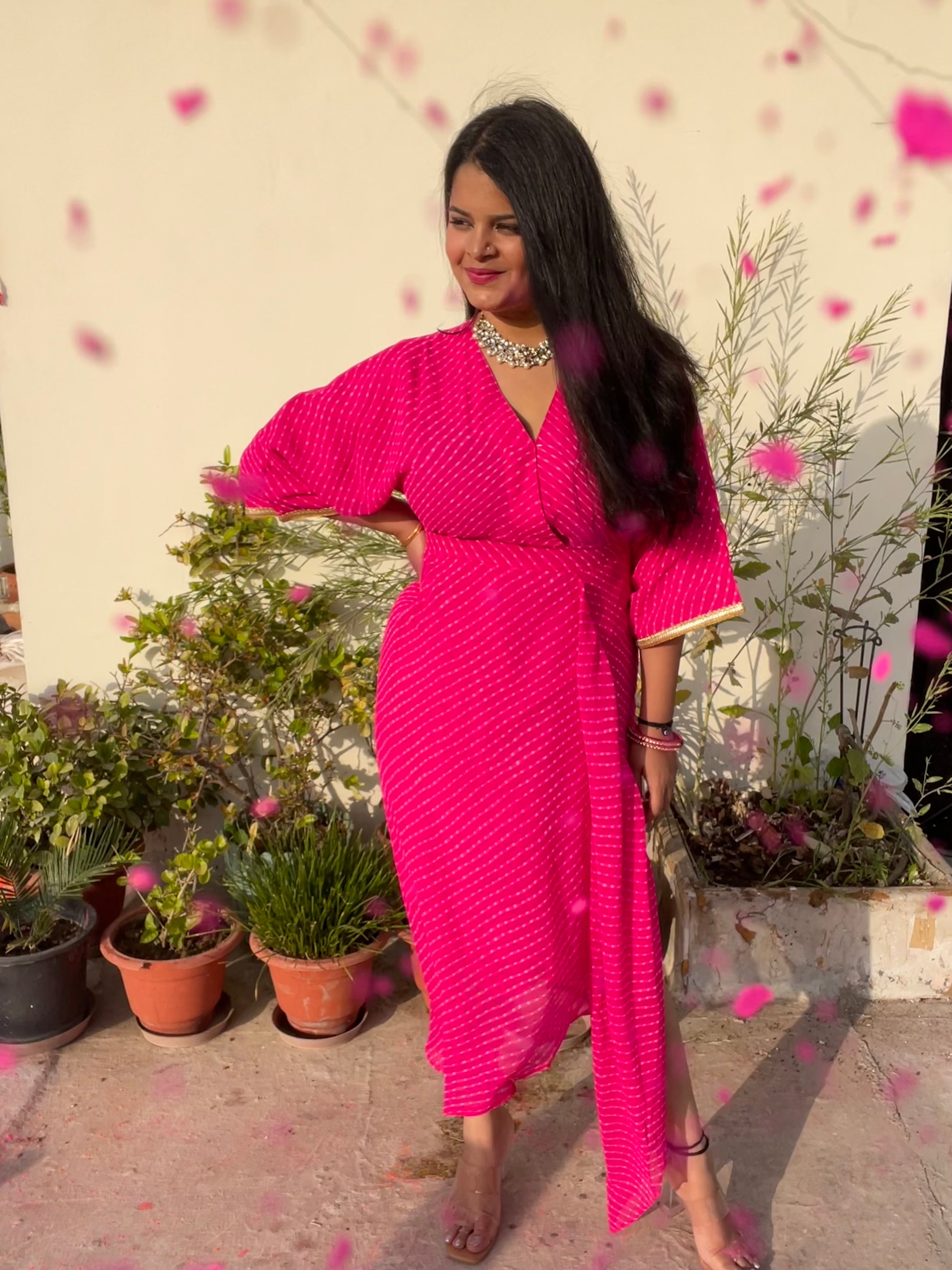 Rani Hot Pink Leheriya Dress