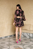 It Girl Black Floral Party Dress with Cut Out for Women