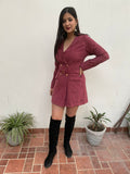 Eleanor Maroon Mini Blazer Dress with Belt