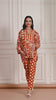 Juliet Cotton Rust Printed Maternity Co-ord Set with Smocking in Pants
