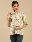 Layla Cotton Yellow Floral Printed Nursing Maternity Top