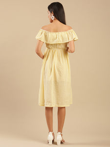 Sunshine Yellow Cotton Stripe Nursing Maternity Dress