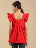 Aster Red Cotton Peplum Maternity Nursing Top