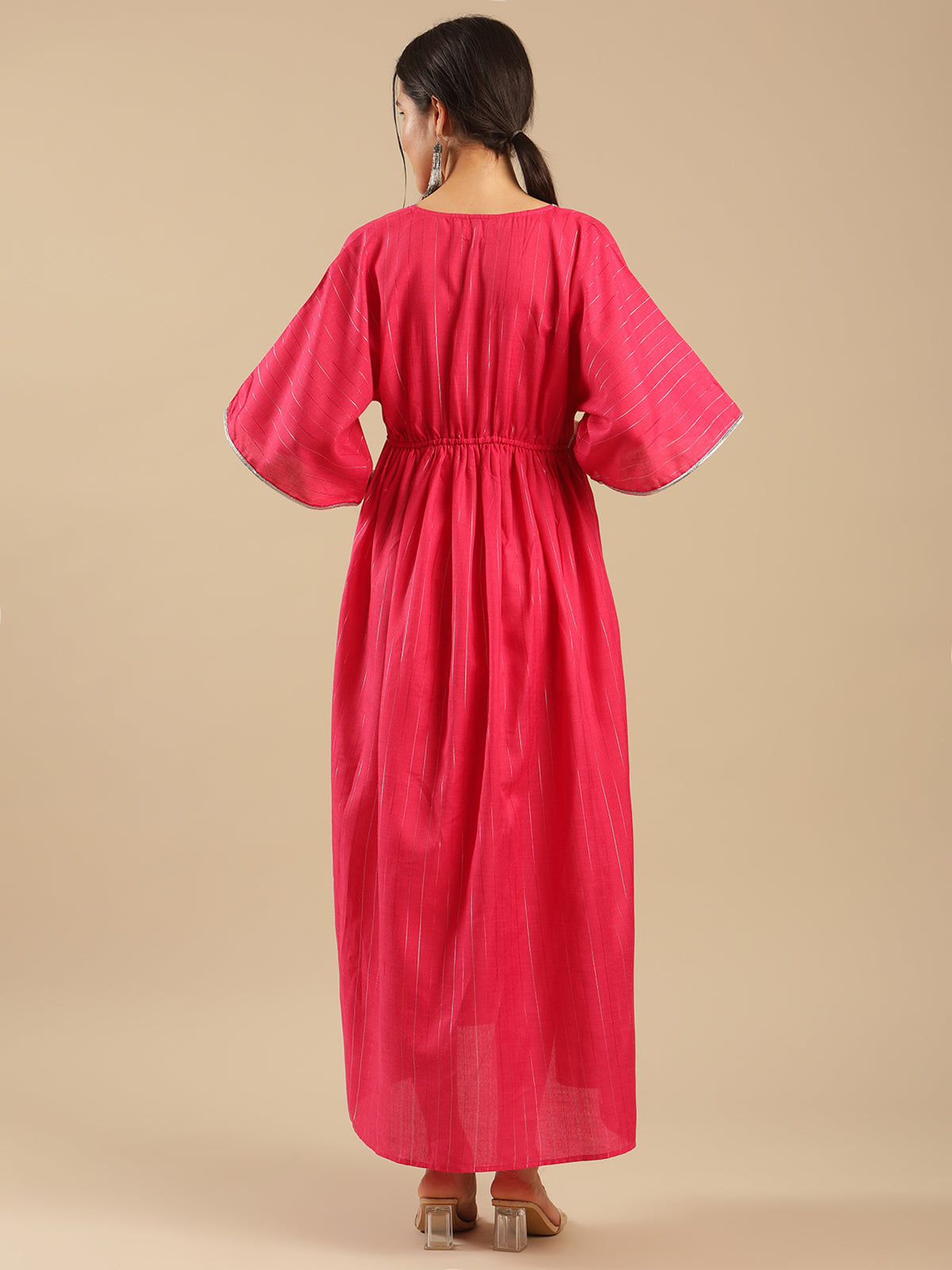 Pink Punch Kimono Cotton Lurex Party Maternity Dress