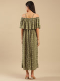 Elena Green Floral Off Shoulder Nursing Maternity Maxi Dress Womens with Hidden Zippers