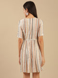 Caramel Beige Viscose Stripe Maternity Dress