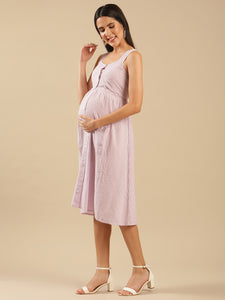 Sia Lavender Cotton Stripe Maternity Dress