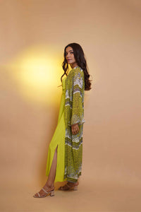 Cape Town Neon Green Womens Co-ord Set with Cape and Maxi Dress