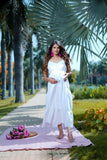 Angle Wings White Cotton Schiffli Strappy Maternity Dress