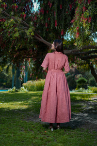 Scarlett Tier Maxi Dress with Collar and Belt