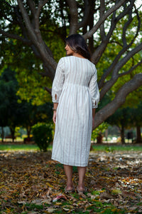 Be Mine Off White Cotton Striped Embroidery Shirt Maternity Dress