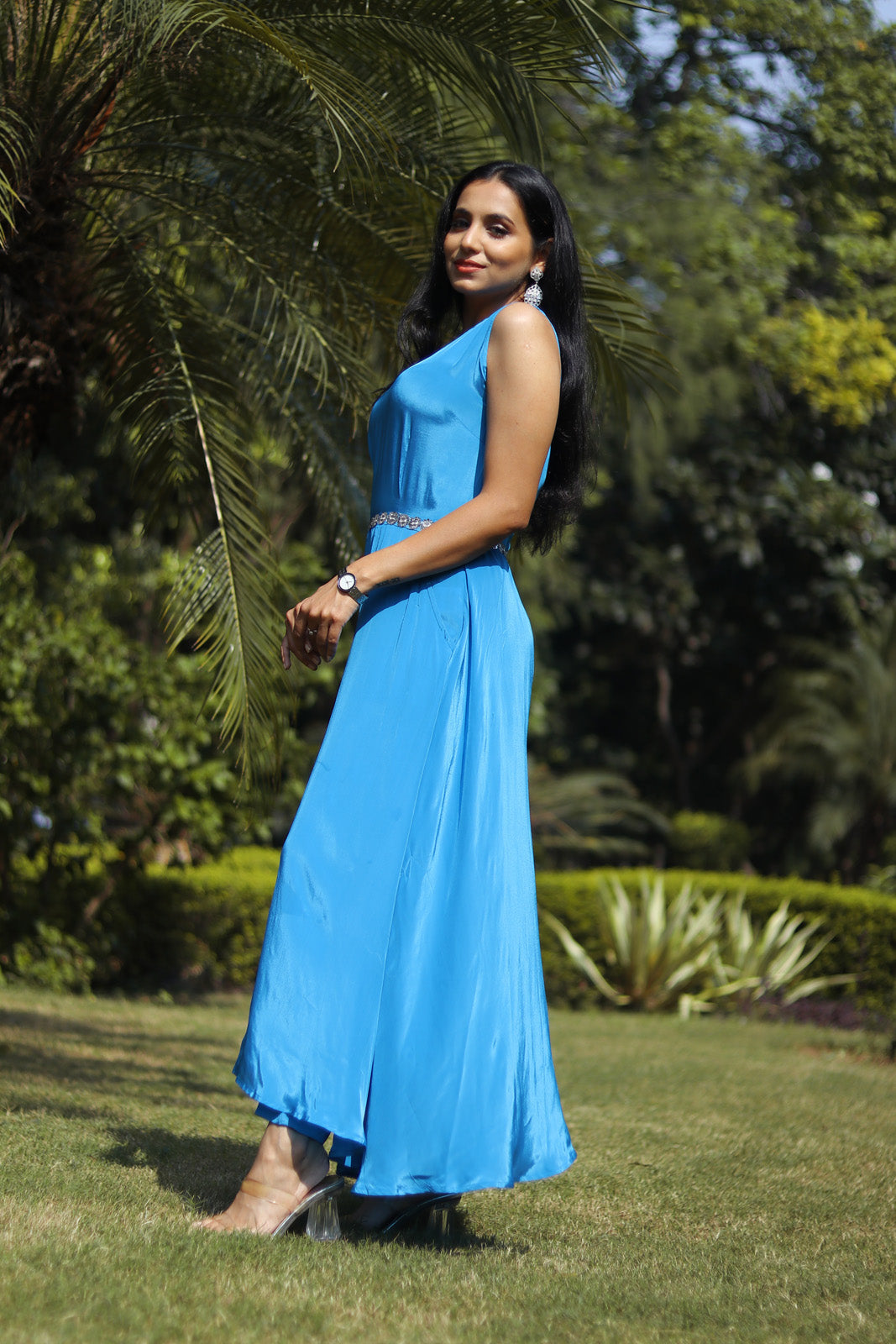 Nalini Blue Jumpsuit with Trail