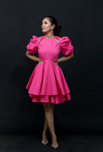 Rock'n'Roll Pink Womens Cotton Cut Out Party Dress