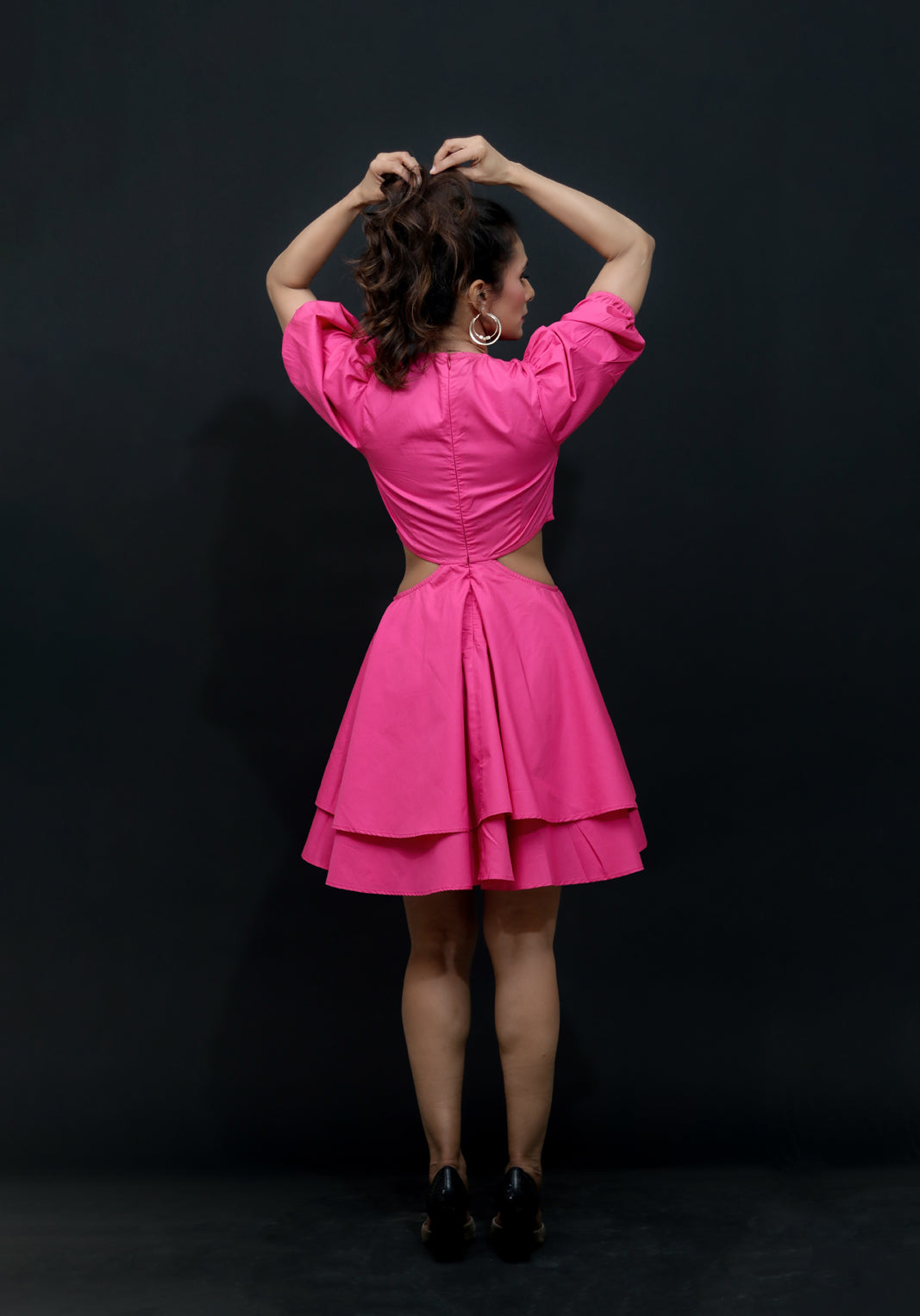 Rock'n'Roll Pink Womens Cotton Cut Out Party Dress